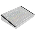 Black metal rackmount side panels shown attached alongside a transparent mixer unit.