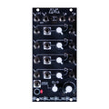 Black eurorack module with multiple 3.5mm jacks and white knobs arranged in rows with white labeling.