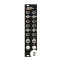Black eurorack module with toggle switches, knobs numbered 1 to 4, and multiple jack sockets.