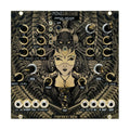 Square eurorack module with detailed artwork, multiple knobs, switches, and patch jacks labeled for audio modulation.
