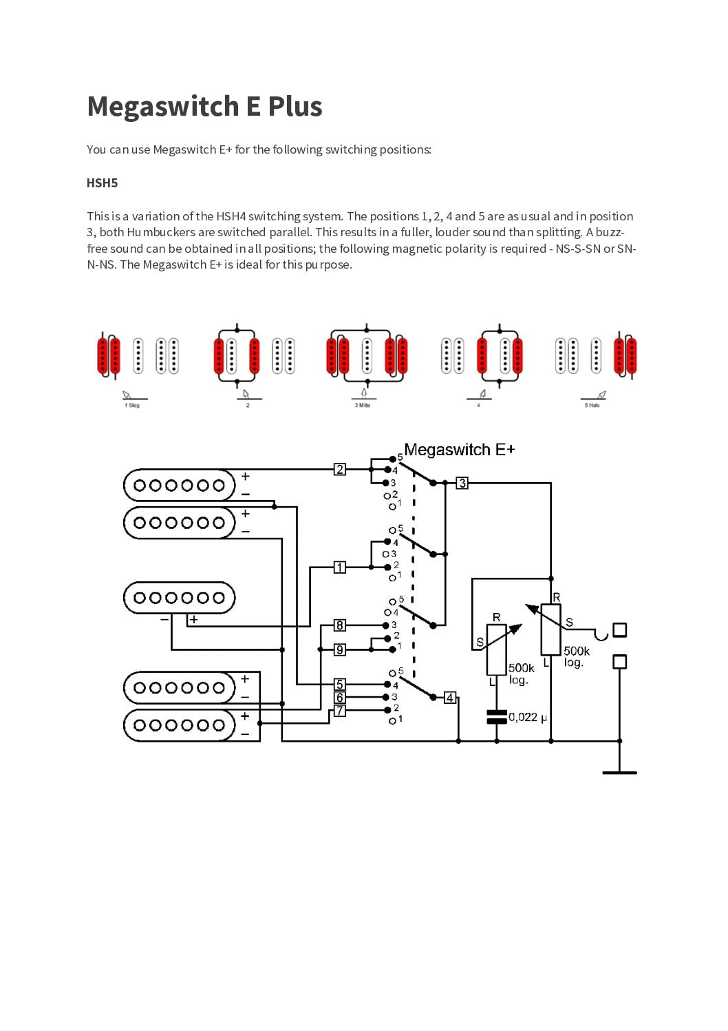 Schaller Megaswitch E+ Model 5-Way Switch