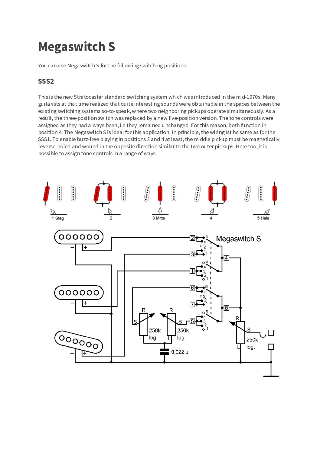 Schaller Megaswitch S+T Model 5-Way Switch