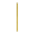 A long, narrow gold-colored metal panel strip with a hole at each end on a white background.