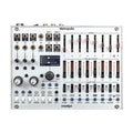 Front view of an Intellijel Metropolix module with knobs, sliders, buttons, and multiple 1/8 inch jacks.