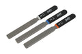 Three metal files with black handles labeled Solo Guitars and varying thicknesses.