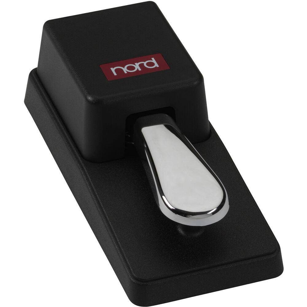 Black piano-style sustain pedal with a silver foot lever and a red Nord logo on top.