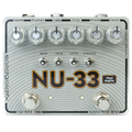 Gray guitar effects pedal with six control knobs, four toggle switches, two footswitches, and NU-33 branding.