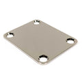 A silver square metal plate with four screw holes, photographed on a white background.