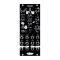 Black eurorack module with knobs, switches, and multiple 1/4 inch input and output jacks labeled for audio control.