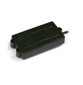 Black rectangular electric guitar or bass pickup with wire leads and mounting holes.