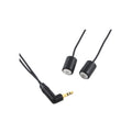 Two small black microphone capsules connected to cables with a 3.5mm right-angle audio plug.