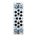 White modular synthesizer panel with multiple 3.5mm jacks, four blue knobs, and text labels 'SIGNOS', 'AND', 'OR'.