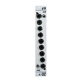 White modular synth module with eight audio jacks and two toggle switches labeled -6dB