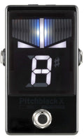 Black rectangular pedal tuner with digital display showing 'A#' and a single foot switch button below the screen.