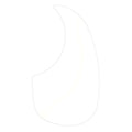 Thin white plastic pickguard shaped for an acoustic guitar.