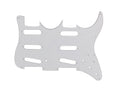 White 3-ply pickguard designed for a dual neck electric guitar with multiple cutouts for pickups and controls.