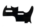 Black three-ply double neck pickguard with pre-drilled holes and pickup cutouts.