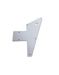 White, multi-layer pickguard with multiple screw holes and one larger round hole on a white background.