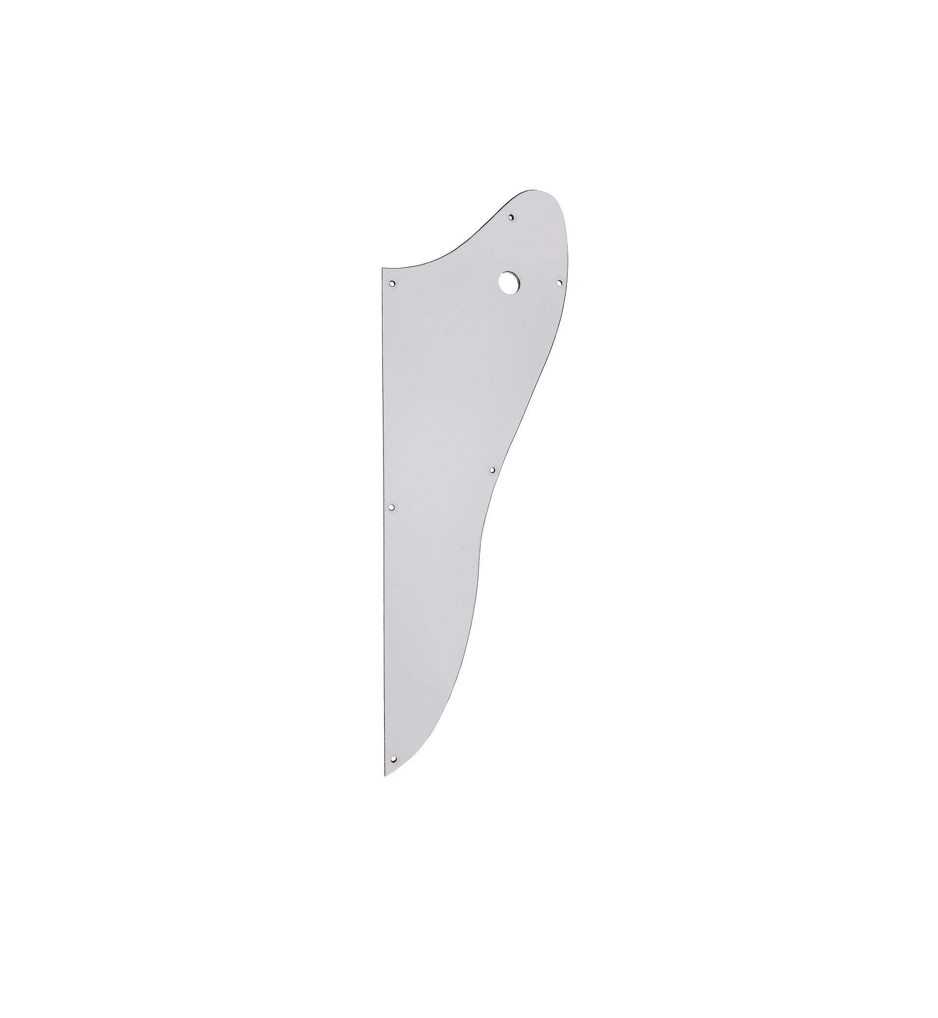 White 3-ply pickguard with multiple screw holes and one larger hole shown flat on a white background.