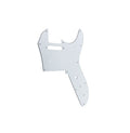 White 3-ply guitar pickguard designed for a Telecaster style guitar with mounting holes and cutouts.