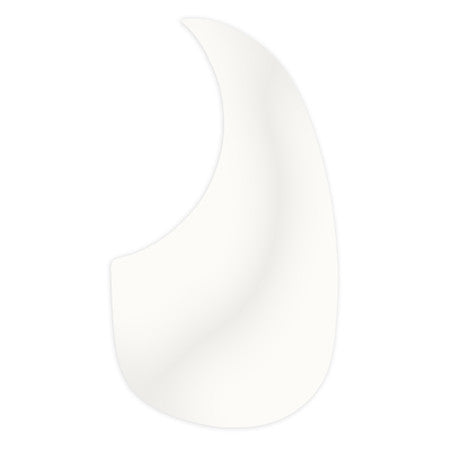 Clear thin plastic pickguard shaped for an acoustic guitar with adhesive backing