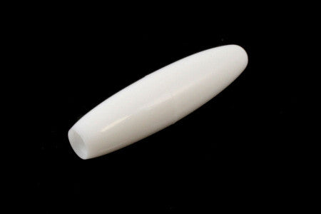 White plastic tremolo arm tip shown on black background.