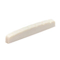 Off-white flat slotted nut saddle with six notches on a white background.