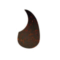 Dark tortoiseshell-style guitar pickguard with an asymmetric teardrop shape.
