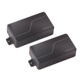 Two black rectangular pickups with Fishman logo on a white background.