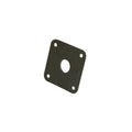 Black square plastic plate with a central circular hole and four corner screw holes.