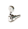 Single chrome electric guitar machine head tuner with knurled knob and two-pin connector.