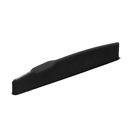 Black curved guitar saddle shown on a white background.
