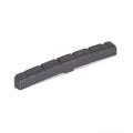 Black slotted fender nut or saddle with six slots on a white background.