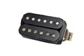 Black dual-coil humbucker guitar pickup with six visible pole screws on each coil and braided wire cable.