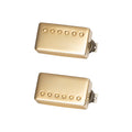Two gold-colored humbucker pickups with braided wire leads and adjustable pole screws