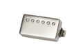 Silver metal electric guitar pickup with six screws and a braided wired lead