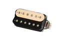 Zebra humbucker guitar pickup with cream and black bobbins and adjustment screws
