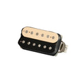 Humbucker guitar pickup with cream and black bobbins and six screw pole pieces on each side.