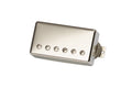 Nickel-colored guitar pickup with six adjustable screws and braided shielded wire attached.