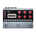Front view of a Polyend Mess multi-effect step sequencer pedal with a color screen, six red rotary knobs, and three footswitches.