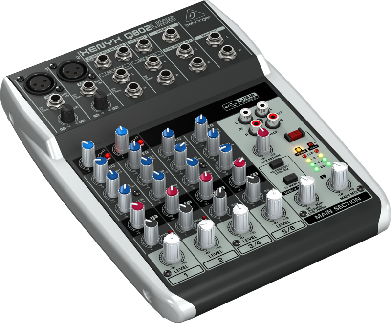 8 Input 2 BUS Mixer w/USB Audio Interface