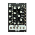 Black Qu-Bit Bloom eurorack module with knobs, push buttons, and multiple 1/8 inch audio jacks.