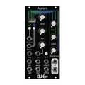 A black Eurorack module labeled Aurora with knobs, toggle switches, jacks, and a USB port on its front panel.