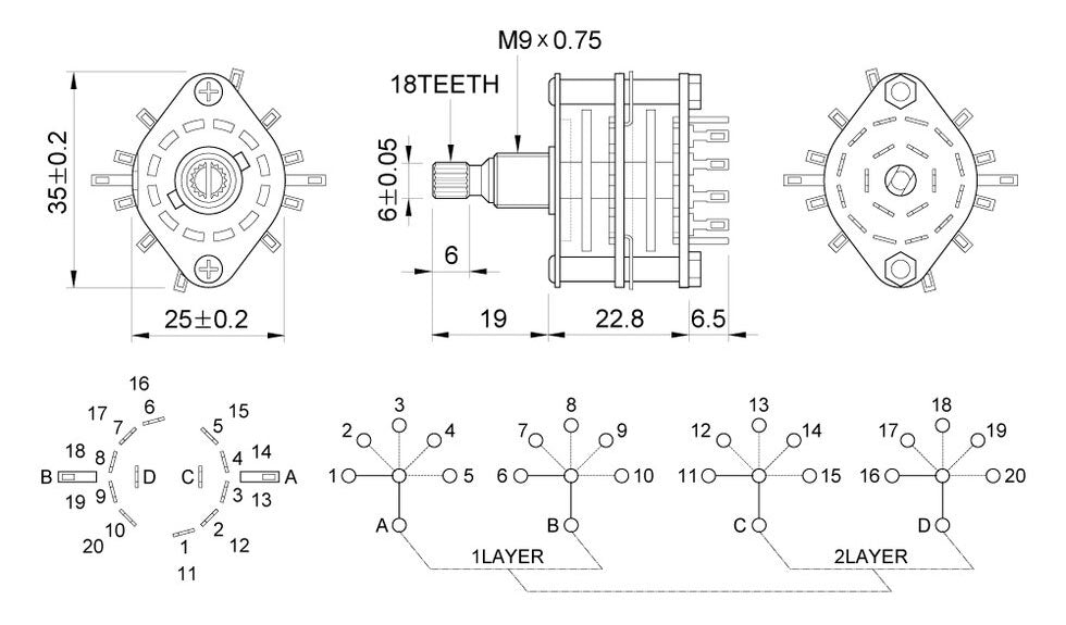 Solo Pro 5-Way PRS Style Rotary Switch