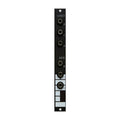 Black eurorack module panel with five 3.5mm jacks labeled V/OCT and GATE with letters B, C, D.