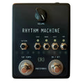 Black rhythm machine pedal with multiple knobs, switches, and two footswitches on its surface.