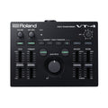 Black Roland VT-4 voice transformer device with knobs, sliders, buttons, and a rotary dial shown from above.