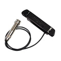 Black rectangular guitar pickup with embossed MOJOTONE logo and attached 1/4 inch metal mono jack cable.