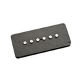 Black rectangular guitar pickup with six silver pole pieces arranged in a line.