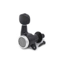 Black individual locking guitar tuner with a mounting screw included beside it.